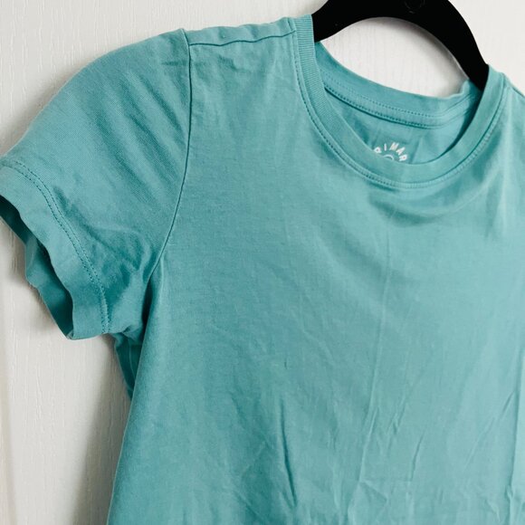 Primary 100% Cotton Solid Ocean Blue Tee Shirt Kids Size 10 - Picture 2 of 5